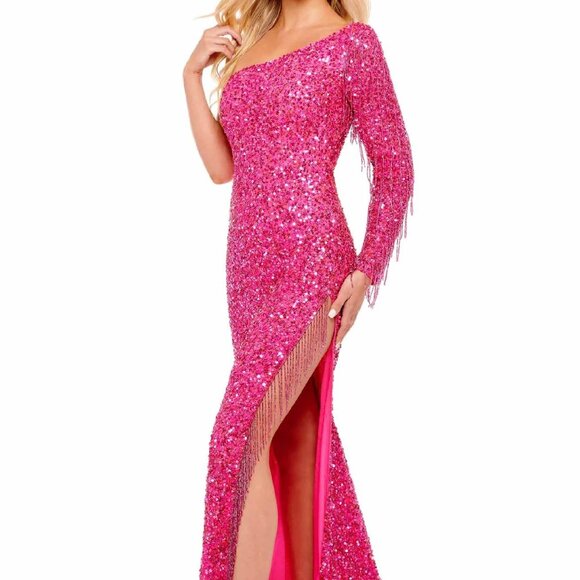 Rachel Allan Prom Dress Long Sequins Fuchsia / Hot Pink - Picture 1 of 2